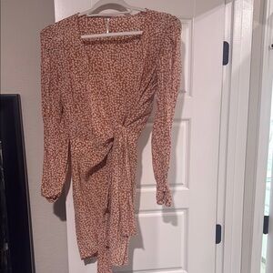 Floral Wrap Dress in Brown